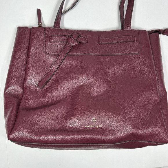 Nanette Lepore Burgundy Arriss Triple Section Shoulder Tote Bag Women Handbags - Picture 3 of 16